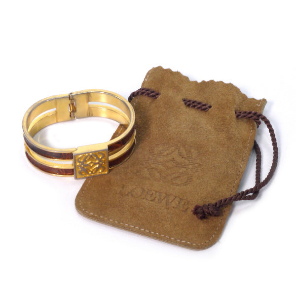 LOEWE アナグラムロゴ ブレスレット(ゴールド×レザー )