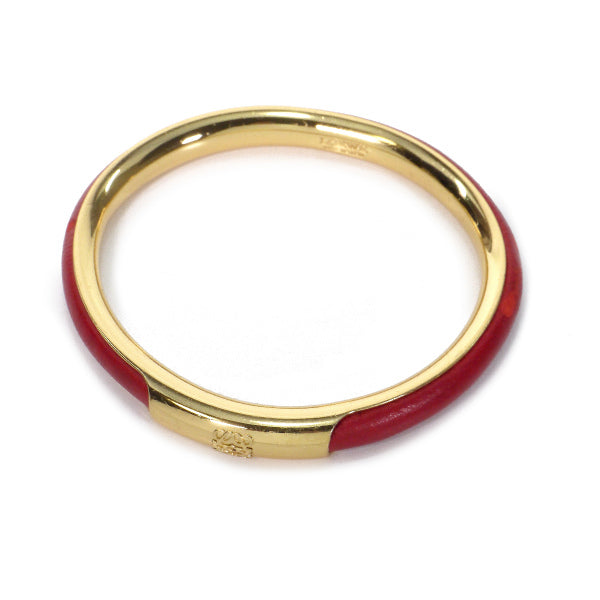 LOEWE ゴールド×レザー バングル (赤)