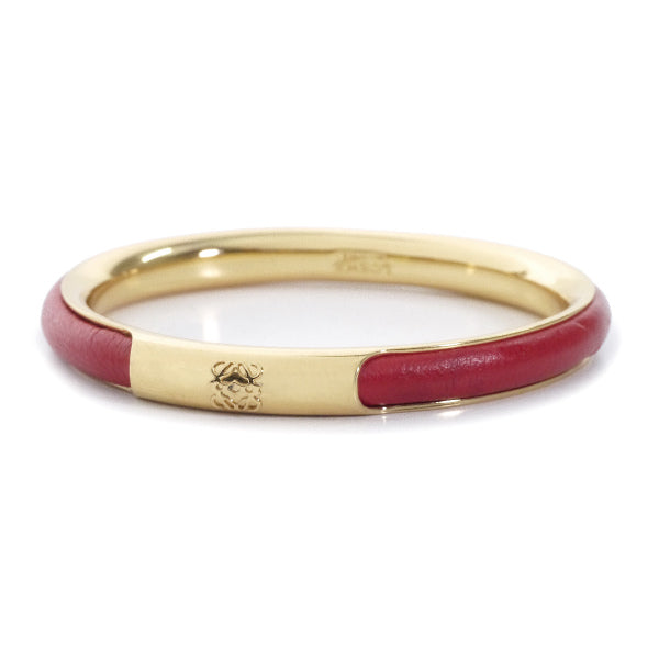 LOEWE ゴールド×レザー バングル (赤)