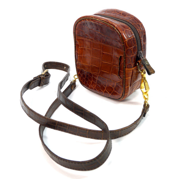 ENRIQUE LOEWE KNAPPE クロコ型押し2WAYポーチポシェット（茶）