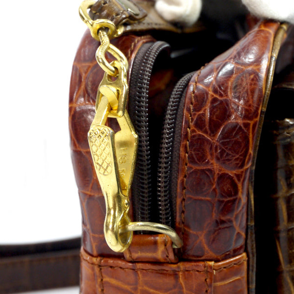 ENRIQUE LOEWE KNAPPE クロコ型押し2WAYポーチポシェット（茶）