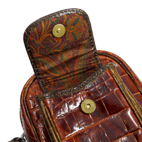 ENRIQUE LOEWE KNAPPE クロコ型押し2WAYポーチポシェット（茶）