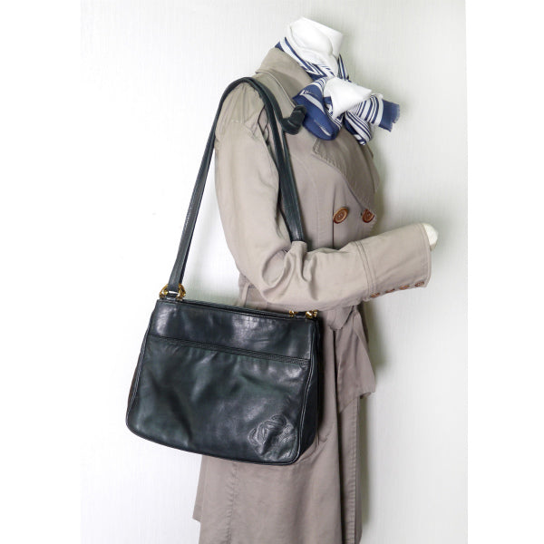 LOEWE　アナグラムロゴ 総革トート&ショルダーバッグ（黒）