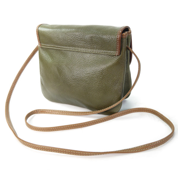 【美品】Enrique Loewe Knappe 　ショルダーバッグ　ポシェット ENRIQUE LOEWE KNAPPE 総革2層式ポシェット（オリーブ） – Vintage