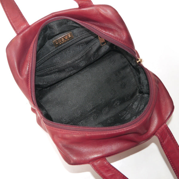 LOEWE　アナグラムロゴ 総革ミニボストン（ボルドー）