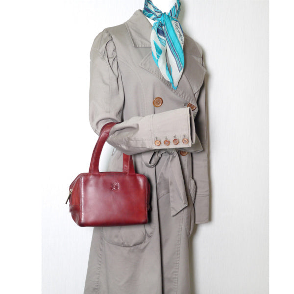 LOEWE　アナグラムロゴ 総革ミニボストン（ボルドー）