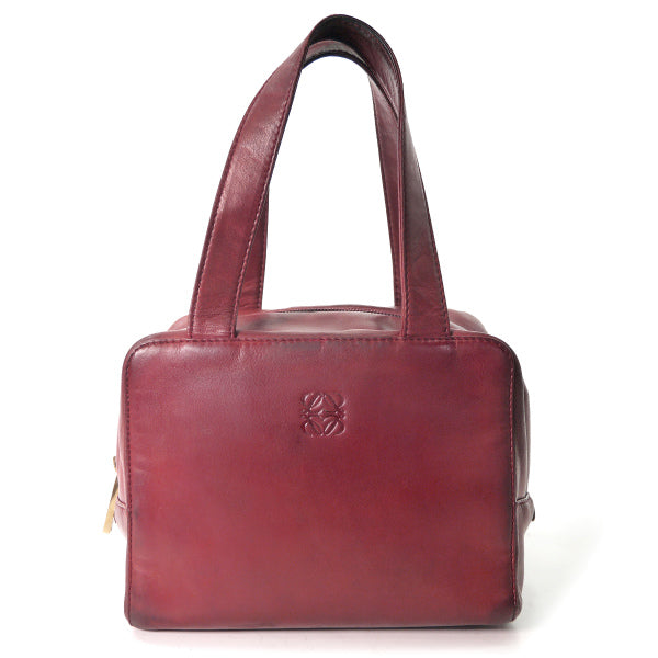 LOEWE　アナグラムロゴ 総革ミニボストン（ボルドー）