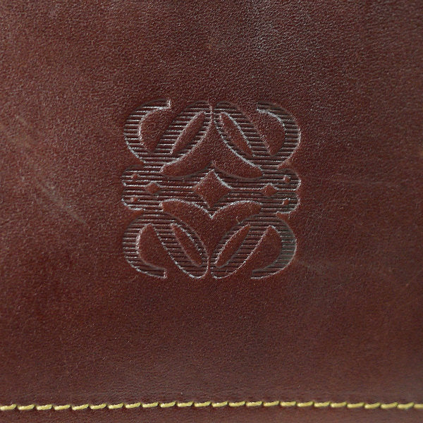 LOEWE アナグラムロゴ異素材MIXショルダー（茶×深緑）