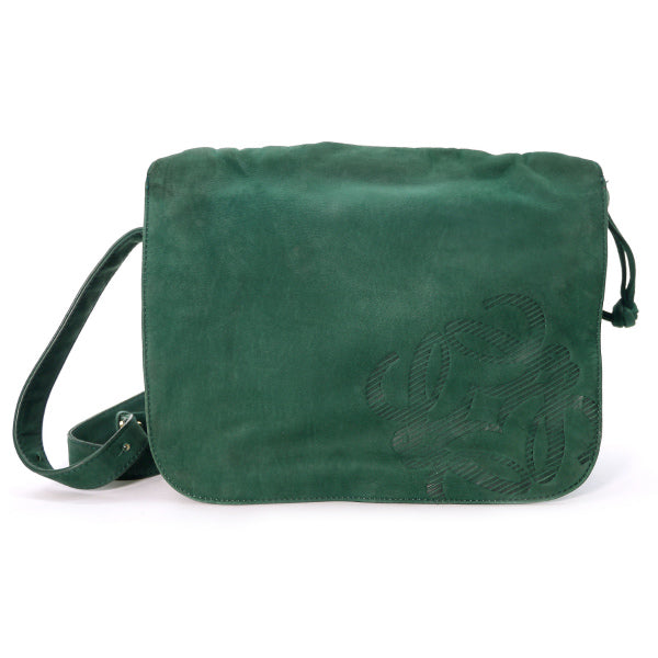 LOEWE アナグラムロゴ巾着デザインショルダー（緑・スエード）