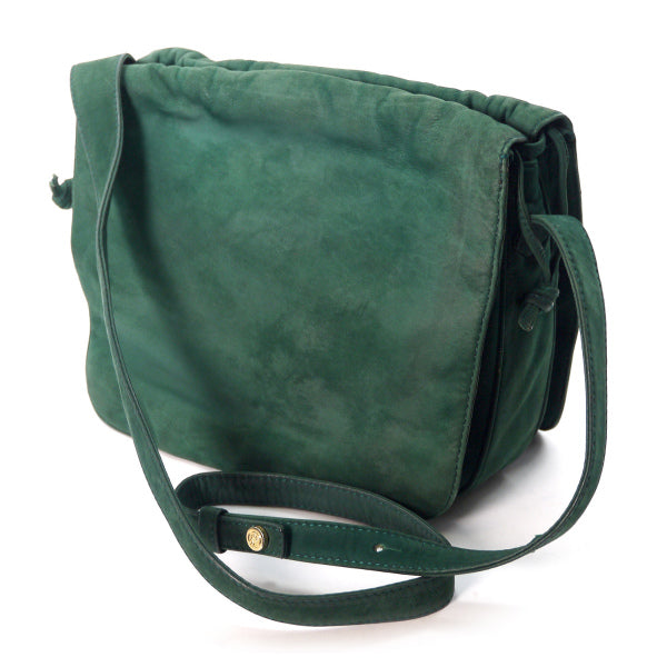 LOEWE アナグラムロゴ巾着デザインショルダー（緑・スエード）