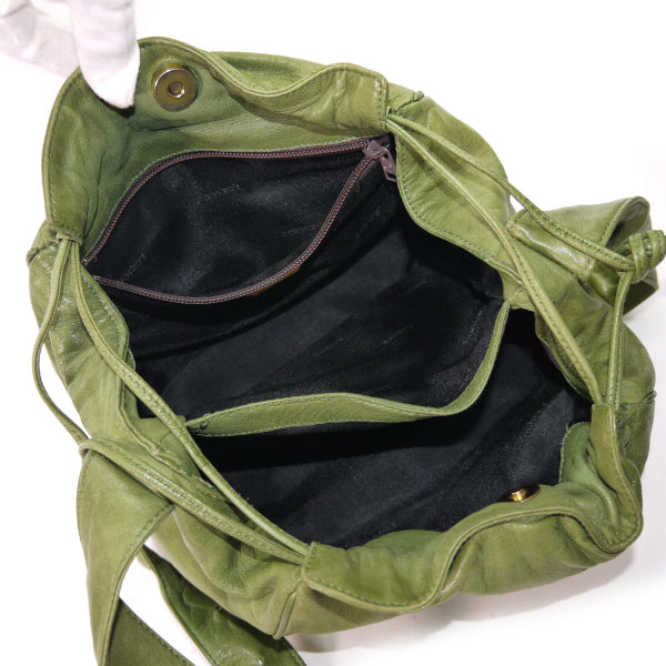 LOEWE フラメンコ　レザーショルダー（緑・ラムスキン）