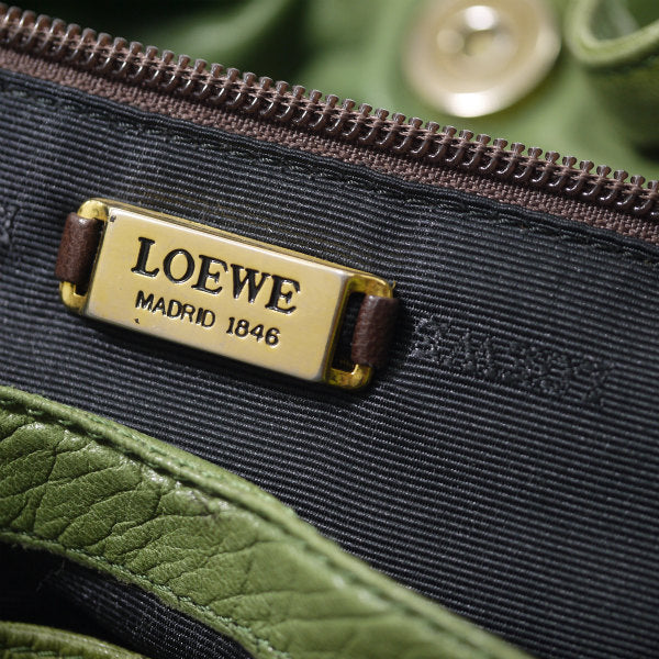 LOEWE フラメンコ　レザーショルダー（緑・ラムスキン）