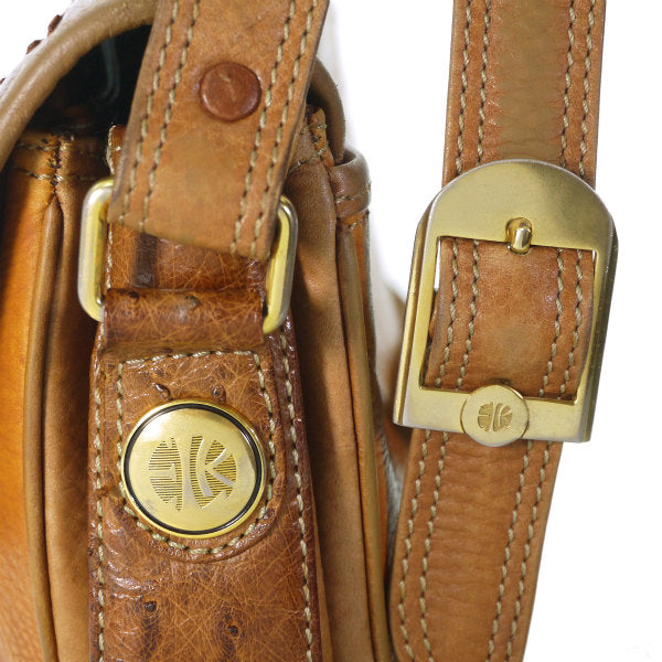 ENRIQUE LOEWE KNAPPE　オーストリッチ総革ショルダー（茶）