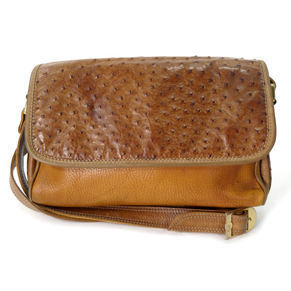 ENRIQUE LOEWE KNAPPE　オーストリッチ総革ショルダー（茶）