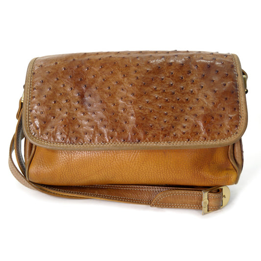 ENRIQUE LOEWE KNAPPE　オーストリッチ総革ショルダー（茶）