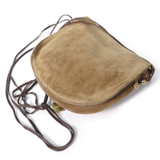 LOEWE　アナグラムロゴ スエードポシェット（ベージュ）