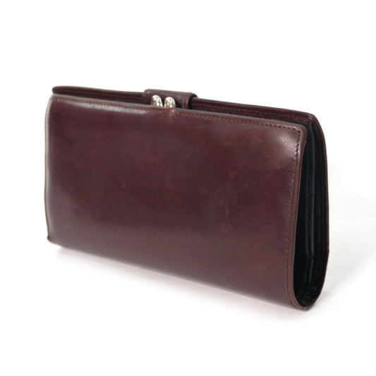 LOEWE　アナグラムロゴ 総革がま口財布（ボルドー）