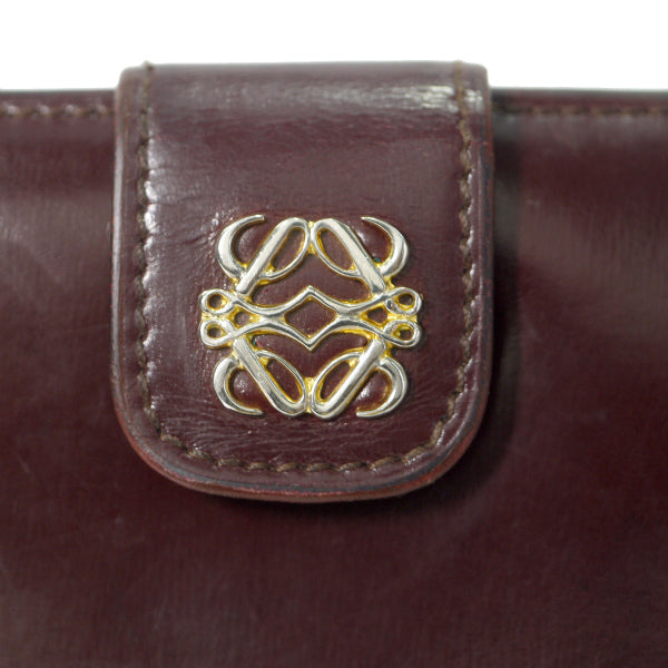 LOEWE　アナグラムロゴ 総革がま口財布（ボルドー）