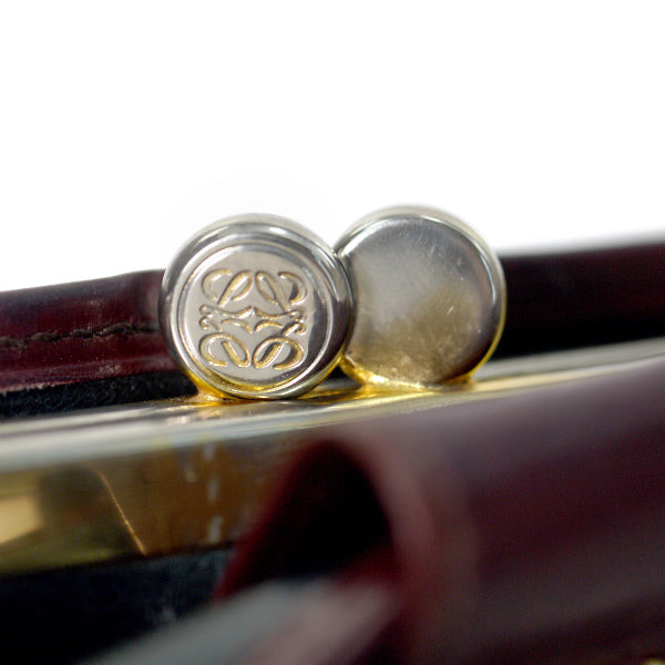 LOEWE　アナグラムロゴ 総革がま口財布（ボルドー）