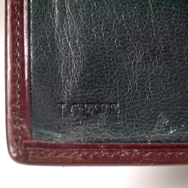 LOEWE　アナグラムロゴ 総革がま口財布（ボルドー）