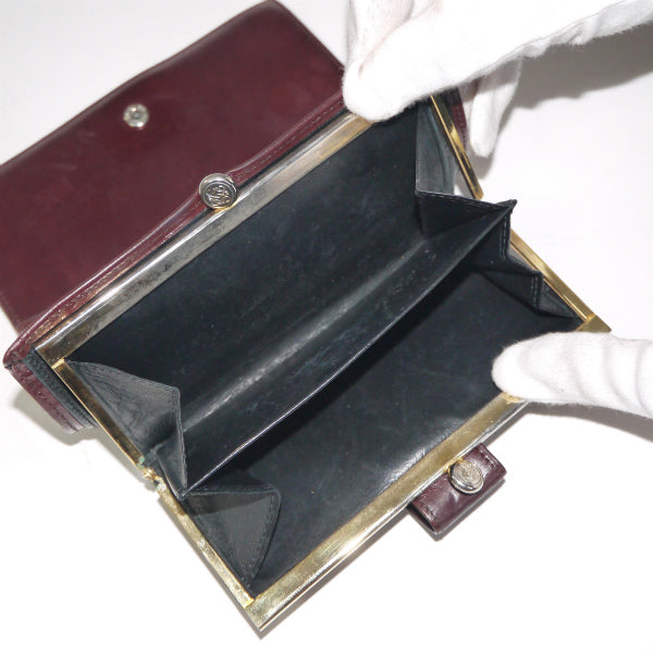 LOEWE　アナグラムロゴ 総革がま口財布（ボルドー）