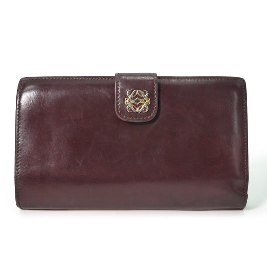 LOEWE　アナグラムロゴ 総革がま口財布（ボルドー）