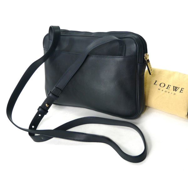 LOEWE　異素材MIXロゴバイカラーショルダー（黄×紺）