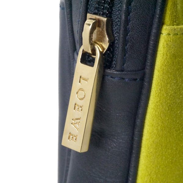LOEWE　異素材MIXロゴバイカラーショルダー（黄×紺）