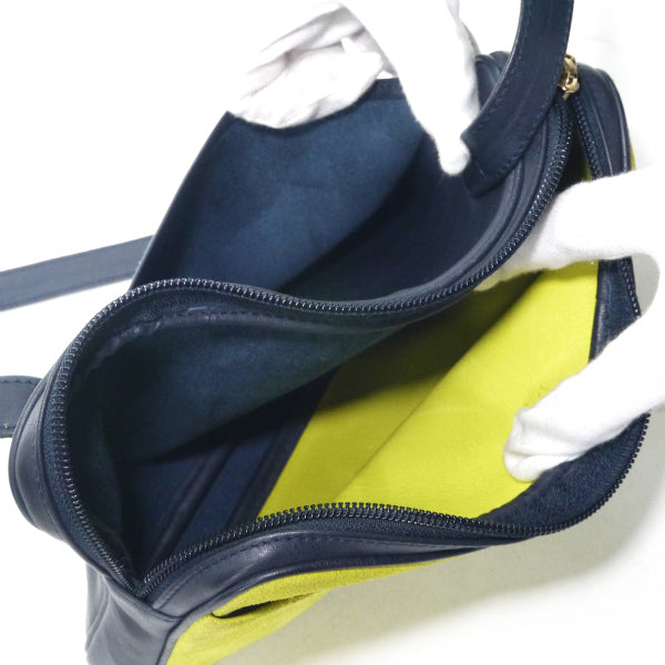 LOEWE　異素材MIXロゴバイカラーショルダー（黄×紺）