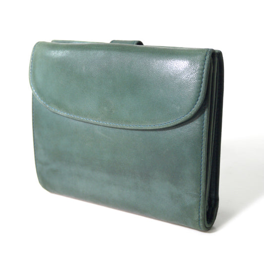 LOEWE　アナグラムロゴ ラム革折り財布（アースグリーン）
