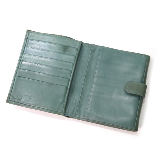 LOEWE　アナグラムロゴ ラム革折り財布（アースグリーン）