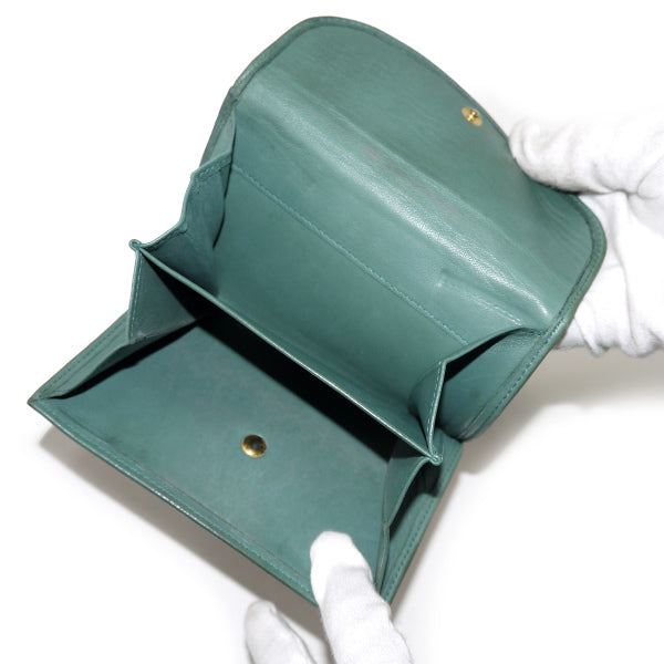 LOEWE　アナグラムロゴ ラム革折り財布（アースグリーン）