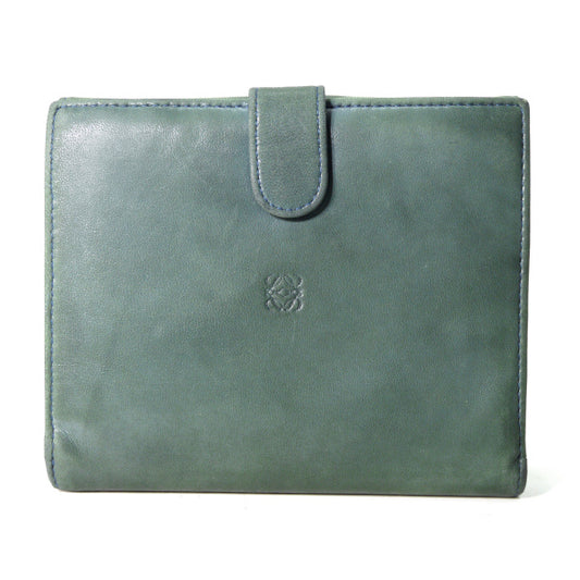 LOEWE　アナグラムロゴ ラム革折り財布（アースグリーン）
