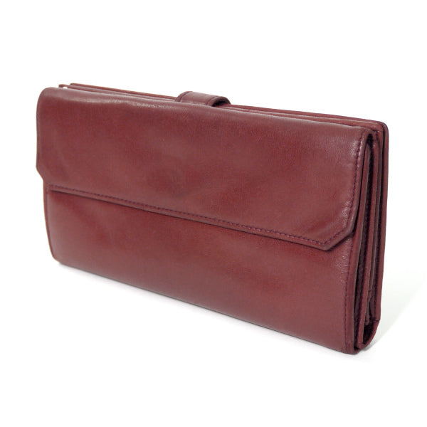 LOEWE　アナグラムロゴ ラム革長財布（ボルドー）