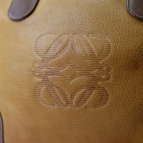 LOEWE　アマソナ32 ロゴボストンバッグ（茶）