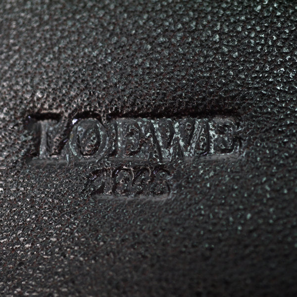 LOEWE　アナグラムロゴ スエードがま口折り財布（茶）