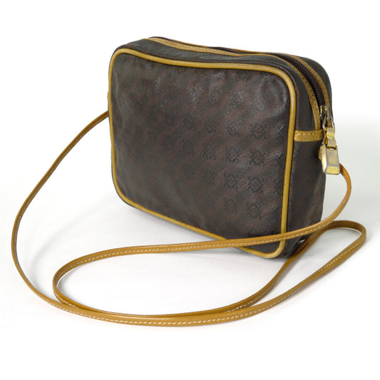 LOEWE ロゴグラム バイカラーショルダー（茶×キャメル）