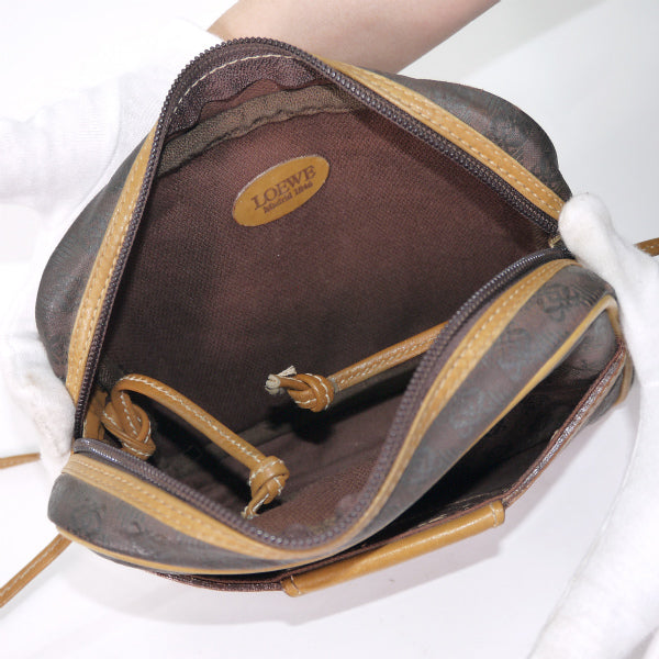 LOEWE ロゴグラム バイカラーショルダー（茶×キャメル）