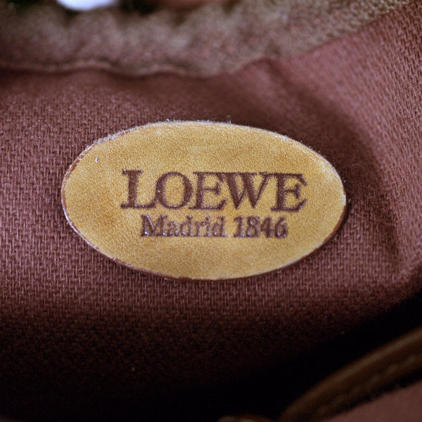 LOEWE ロゴグラム バイカラーショルダー（茶×キャメル）