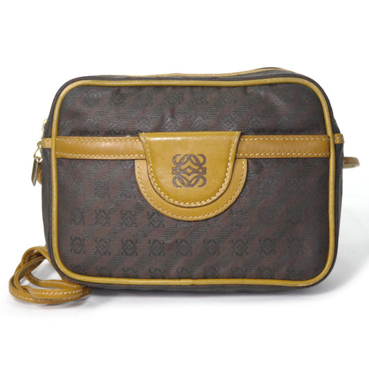 LOEWE ロゴグラム バイカラーショルダー（茶×キャメル）