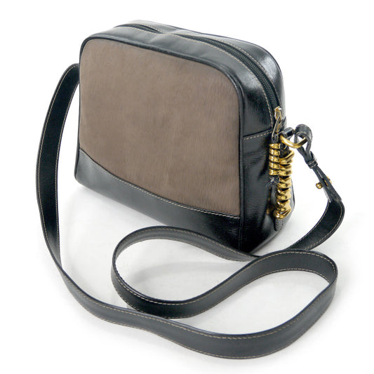 LOEWE　ベラスケス コンビレザー半円ショルダー（茶×黒）