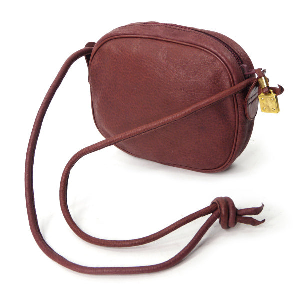LOEWE　アナグラムロゴ総革ミニポシェット（ボルドー）