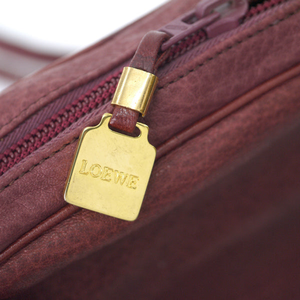 LOEWE　アナグラムロゴ総革ミニポシェット（ボルドー）