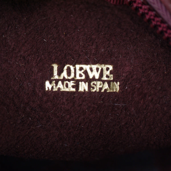 LOEWE　アナグラムロゴ総革ミニポシェット（ボルドー）