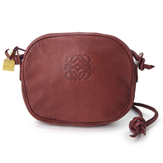 LOEWE　アナグラムロゴ総革ミニポシェット（ボルドー）