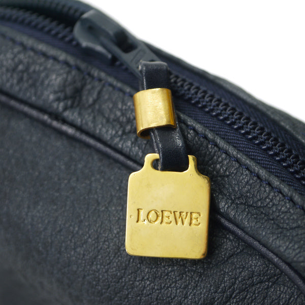 LOEWE　アナグラムロゴ総革ミニポシェット（紺）