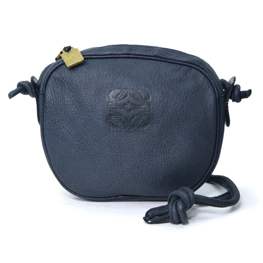 LOEWE　アナグラムロゴ総革ミニポシェット（紺）