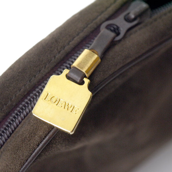 LOEWE　アナグラムロゴ スエードミニポシェット（オリーブカーキ）