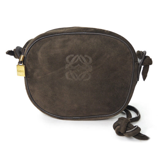 LOEWE　アナグラムロゴ スエードミニポシェット（オリーブカーキ）