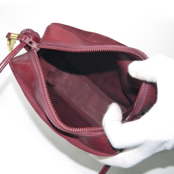 LOEWE　アナグラムロゴ スエード長方形ショルダー（ボルドー）